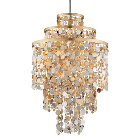 Corbett Lighting Ambrosia 11 Light Chandelier 32 In. Gold Silver Leaf & Stainless 215-711