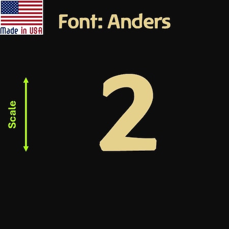 Aacc Self-Adhesive Vinyl Number: 2, Size: 35 cm. Color: Gold Font: Anders, 8PK AACC-Anders-N2-Gold-M35x8