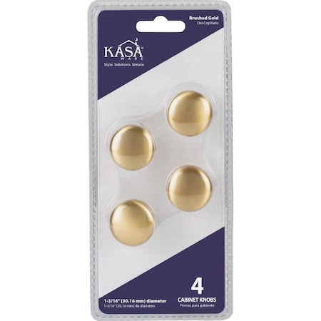 Hardware Resources KasaWare 1-3/16''Diameter Brushed Gold Cabinet Knob, 4PK K778BG-4