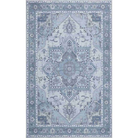 Jonathan Y Sersi Ornate Large Medallion Border Non-Slip Machine-Washable Blue Gray/Cream 9ft x 12ft Area Rug WSH505F-9