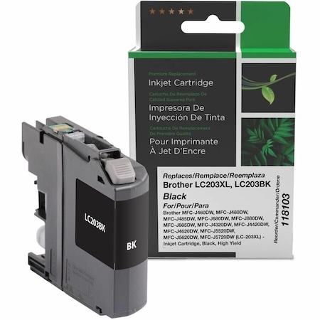 Cig Clover Imaging Remanufactured High Yield Black Ink Cartridge for Brother LC203XL 118103