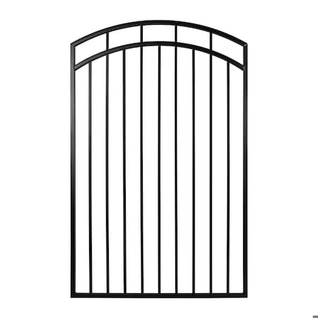 Nuvo Iron 45in Wx68in H Benitoite Gate Arched Rails, 48in W Opening, Self Close Hardware w/Double Side Handle IBGA04568