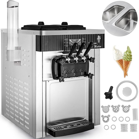 Vevor Countertop Soft Ice Cream Machine Commercial With 2+1 Flavors YKF-8218T