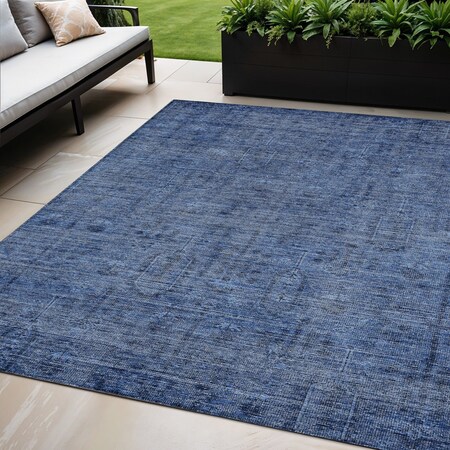 Homeroots 5' X 8' Navy Blue And Blue Southwestern Washable Indoor Outdoor Area Rug 587069