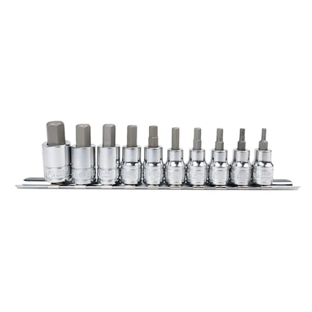 Genius Tools 10PC 3/8in Dr. SAE Hex Bit Socket Set BS-310HS
