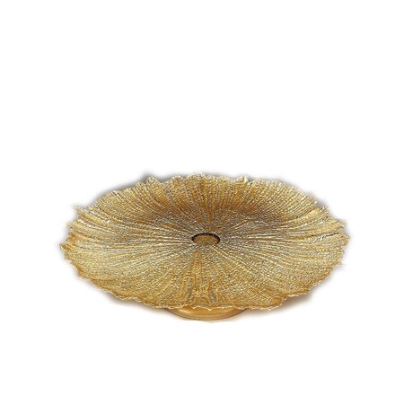 Standalone Coral 15 in. Gold Footed Cake Plate ST860495