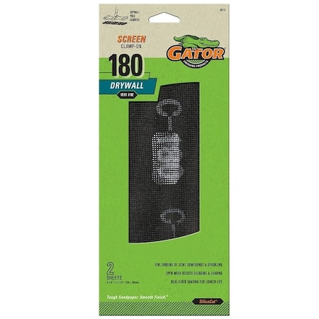 Gator Sanding Screen, 11-1/4 in L, 4-1/4 in W, 180 Grit, Extra Fine, Silicone Carbide Abrasive 4019