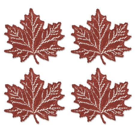 Heritage Lace 7 x 8 in. Leaf Maple Doily - Dark Paprika - Set of 4 MP-0708DP-S