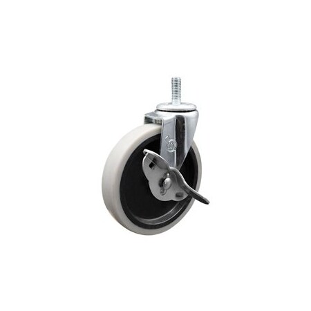 Service Caster 5 Inch Thermoplastic Rubber Wheel 3/8 Inch Threaded Stem Caster with Brake SCC SCC-TS05S510-TPRS-SLB-381615