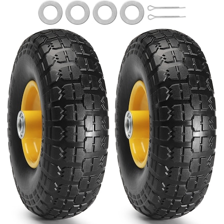 Vevor Solid PU Run-Flat Tire Wheel Flat Free Tubeless Tire 10" 2-Pack 400 lbs, 2PK CJPU0080