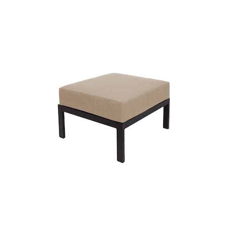 Bfm Seating Belmar Outdoor Ottoman with Sunbrella Cushion, Sand Black Frame PH6106BL-57015