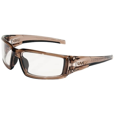 Uvex Full Frame Safety Glasses w/Smoke Brown Frame, Clear Lens w/Hydroshield Anti-Fog Coating S2960HS