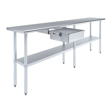Amgood 18 in. x 96 in. Stainless Steel Table With Drawer AMG WT-1896 + DRAWER-1514-Z