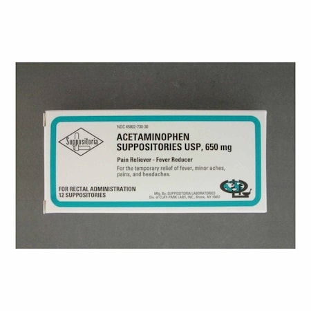 Clay Park Laboratories Pain Relief 650 mg Strength Acetaminophen Rectal Suppository, 45802073030, 12PK 245598_BX