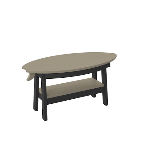 Polybird SURFBOARD COFFEE TABLE.      WEATHERWOOD AND BLACK POLYBIRD P86