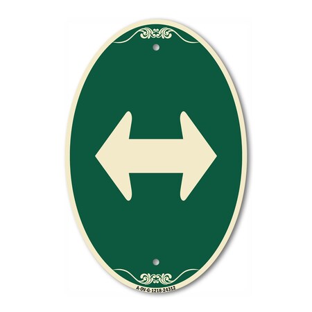 Signmission Bidirectional Arrow Black, 12 Inch X 18 Inch Architectural Oval, Heavy Gauge Aluminum A-OV-G-1218-24312