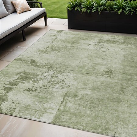 Homeroots 5' X 8' Olive Green And Ivory Abstract Washable Indoor Outdoor Area Rug 602732