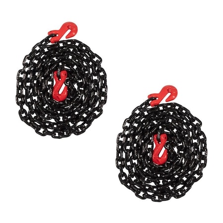 Mytee Products 5/16 inx10 ft G80 Transport Binder Chain Grab Hooks 4000 # WLL Tow Safety Chain, 2PK CH51610-G80x2