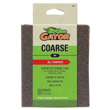 Gator Finishing 4.5 x 5.5 x 1/5 in All-Purpose Superflex Sanding Sponge Pads, Coarse, 3PK 4641