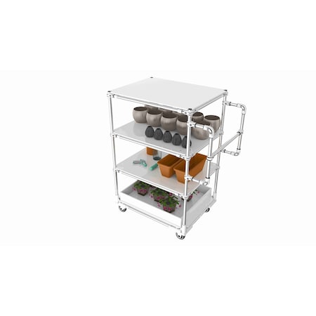 Trilogiq 4-Level Cart With Compartment Level And Vertical Handlebars. 49B-11
