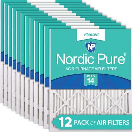 Nordic Pure 20x20x1 Pleated Air Filter, High Capacity, Electrostatically Charged Synthetic Media, MERV 14 20x20x1M14-12