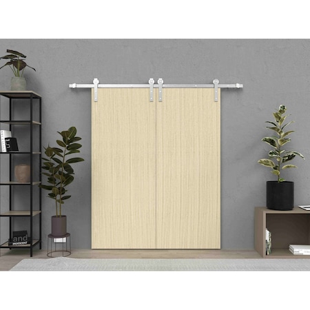 Sartodoors Sliding Double Barn Doors with Hardware, Planum 0010 Vertical Natural Veneer, Silver 13FT Rail Hang PLANUM0010DB-S-VSH-36