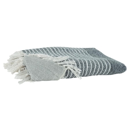 Homeroots Gray and White Woven Recycled PET Polyester Throw Blanket with Tassels 519094