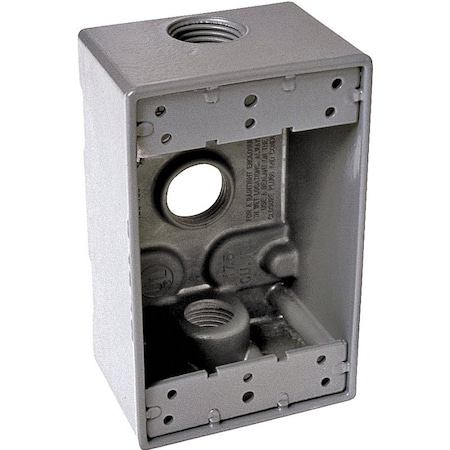 Hubbell Weatherproof Box, 3-Outlet, 1-Gang, Aluminum, Gray, Powder-Coated 5324-0
