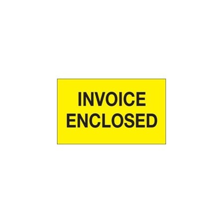 Bubblefast 3 x 5'' - ''Invoice Enclosed'' Fluorescent Yellow Labels BFDL1205
