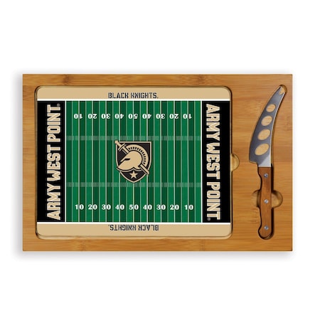 Picnic Time Family Of Brands NCAA Army Black Knights Football Field Icon Glass Top Cutting Board & Knife Set 910-00-505-764-0