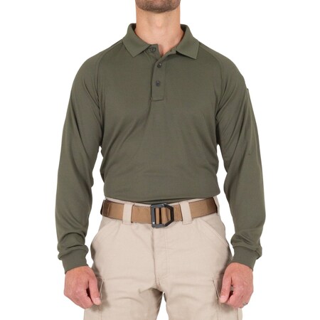 First Tactical PERFORMANCE POLO LONG SLEEVE, 100% Polyester, Button, 1 Pocket(s), Olive Drab Green, 6XL 111503