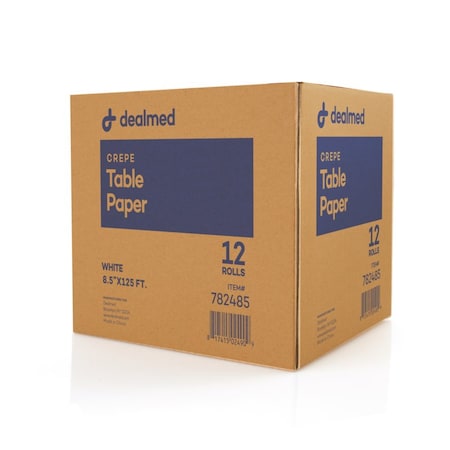Dealmed Table Paper, Crepe 8.5 X 125' White, 12PK 782485