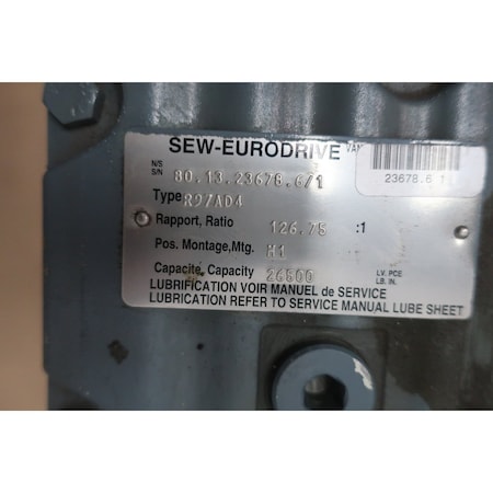 Sew Eurodrive INLINE GEAR DRIVE SPEED REDUCER 126.75:1 R97AD4