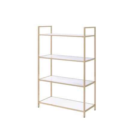Homeroots 60" Gold And White Metal Four Tier Bookcase 347511