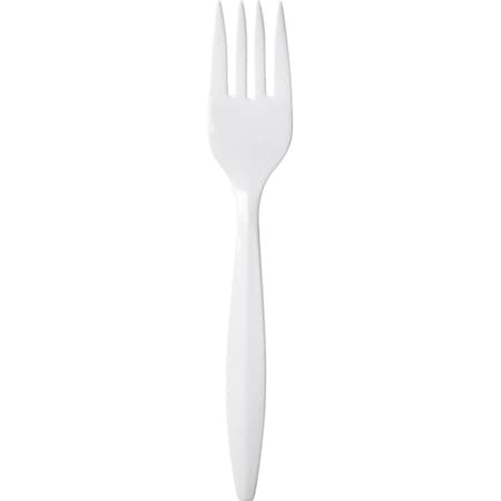 Dixie Plastic Cutlery, Mediumweight Fork, Plastic, White, 1000PK PFM21