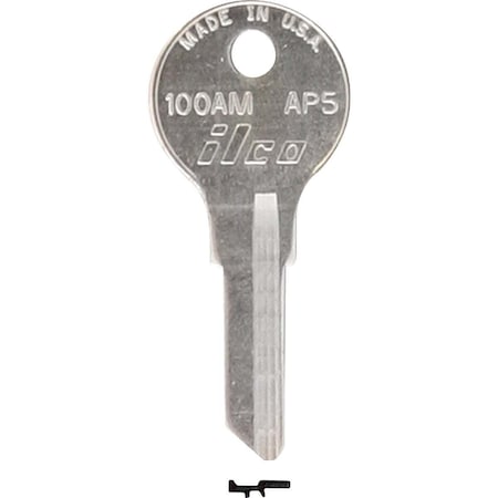 Kaba Ilco APS Nickel Plated File Cabinet Key AP5 / 100 AM, 10PK AL2529608B