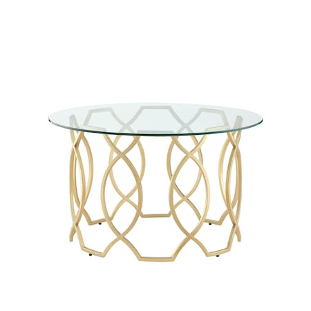 Homeroots 32" Clear And Gold Glass And Iron Round Coffee Table 543866