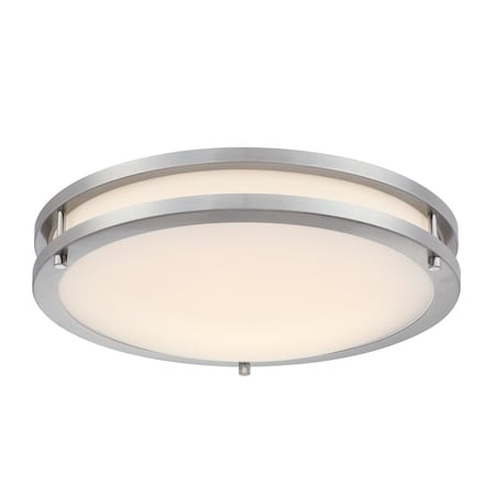 Westinghouse Lauderdale 16in 23W LED Indoor Flush Mount, Color Temp Select, Brushed Nickel, Frosted Acrylic 6136400