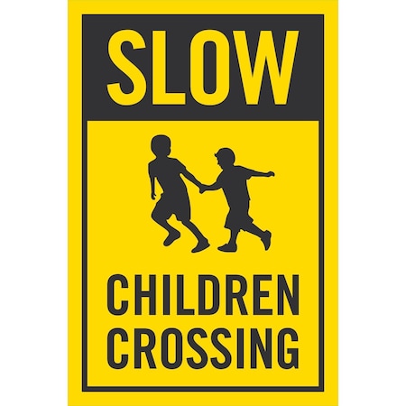 Lyle Slow Children Crossing (with Graphic), 24x36, Engineer Grade, Yellow G-14307-EG_24x36