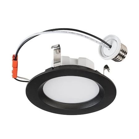 Keystone 4" LED Regressed Smooth Wafer Downlight Retrofit | Black Trim | Power Select 10/8/6W | Color Select KT-LED10PSWD-4B-9CSF-DIM-B