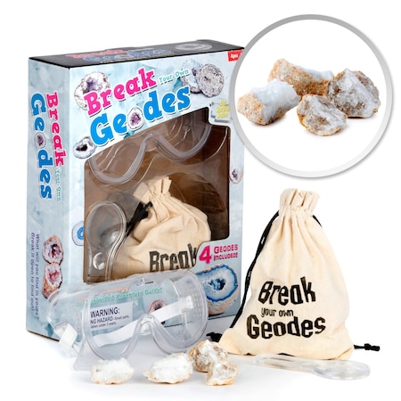 Amscope Kid's Natural Geode Exploration Kit - Break Open and Discover Your Own Crystal Treasure KT-GEO