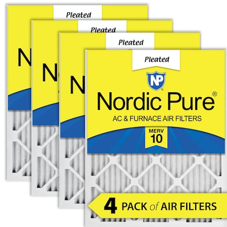 Nordic Pure 18x25x1 Pleated Air Filter, High Capacity, Electrostatically Charged Synthetic Media, MERV 10, 4 PK 18x25x1M10-4