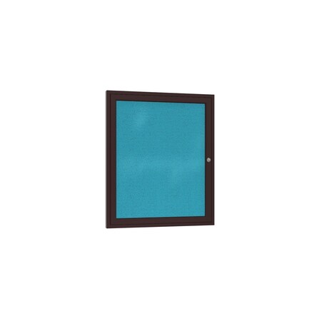 Ghent 1 Door Enclosed Fabric Bulletin Board, Bronze Aluminum Frame, 24''H x 18''W, Teal PB12418F-97