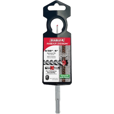 Diablo Rebar Demon 5/32'' x 6'' SDS-Plus Full Carbide Rotary Hammer Drill Bit DMAPL4020