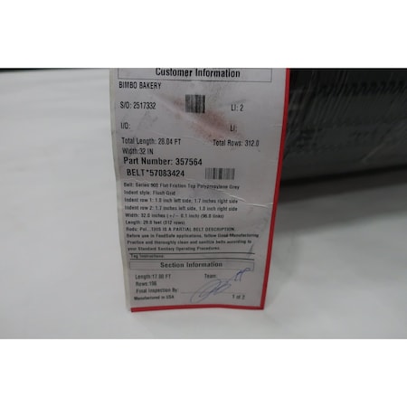 Intralox SERIES 900 CONVEYOR CHAIN 17.80FT 32IN 357564