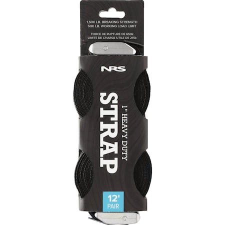 Nrs 1'' x 12 Ft. Stealth Black Heavy Duty Tie-Down Strap, 2PK 60027.01.115