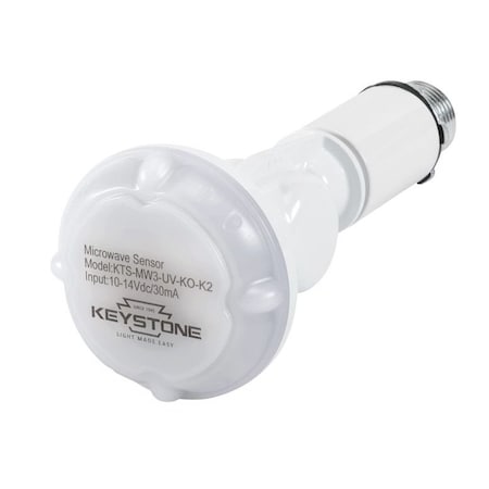 Keystone Microwave Sensor Kit, Includes 120-277V input to 12V DC convertor, IP65 12V input sensor head, Nomex KTS-MW3-UV-KO-K2
