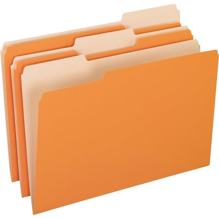 Pendaflex FOLDER, LGL, 1/3, SGL, 11PT, ORA, 100PK 15313ORA
