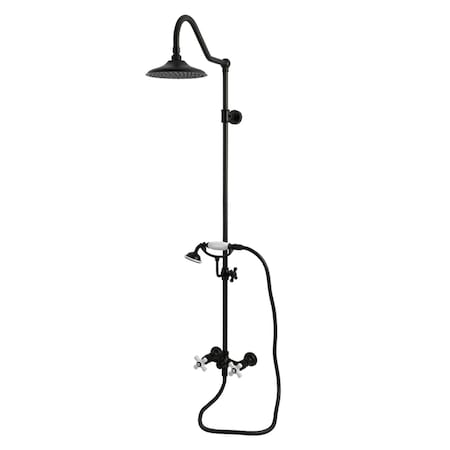 Kingston Brass Wall Mount Rain Drop Shower System with Hand Shower, Matte Black CCK3660PX