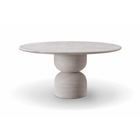 Homeroots 60" Beige Marble Pedestal Base Round Top Dining Table 723496